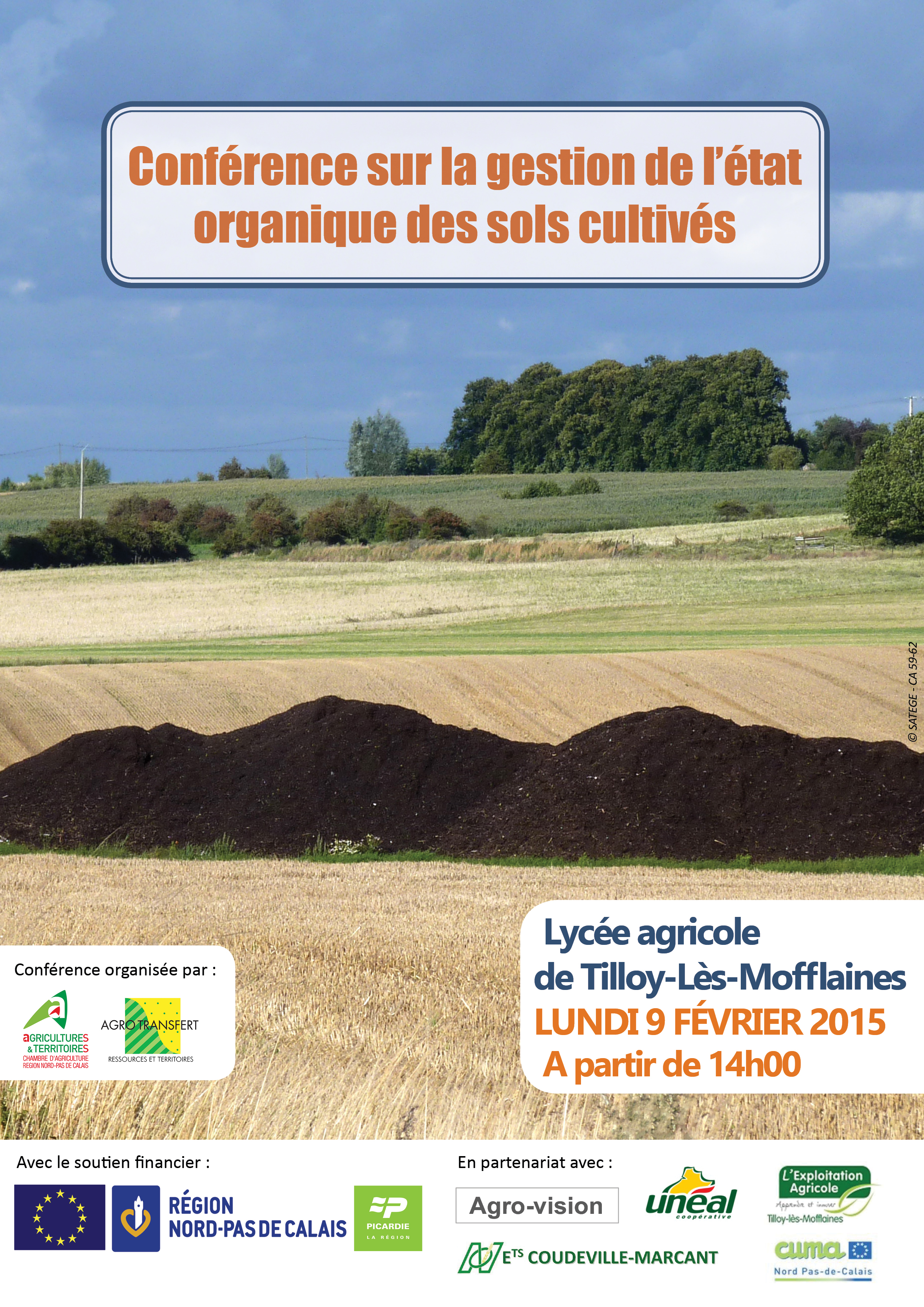 invitation conférence gestion état organique des sols cultivés 9 fev 2015