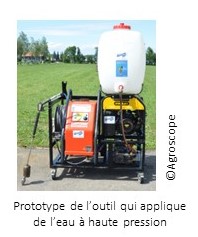 Prototype de l'outil qui applique de l'eau à haute pression