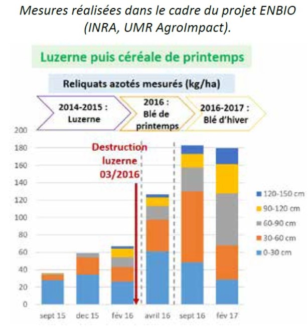 Flux d'azote après destruction de la luzerne au printemps - résultats ENBIO