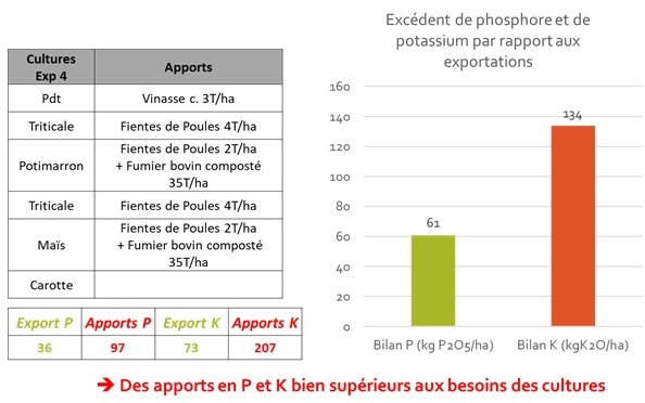 Bilan P et K dans l'exploitation 4