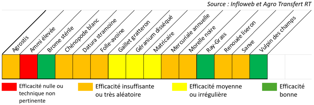 Efficacité du labour selon les adventices ciblées