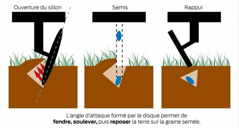 Schéma explicatif du fonctionnement d'un semoir direct